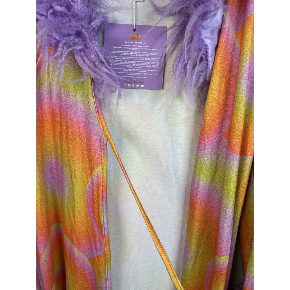 NWT Elsie & Fred Albufeira Longline Cardigan Faux Fur Trim 70s Festival Duster L - Picture 6 of 8